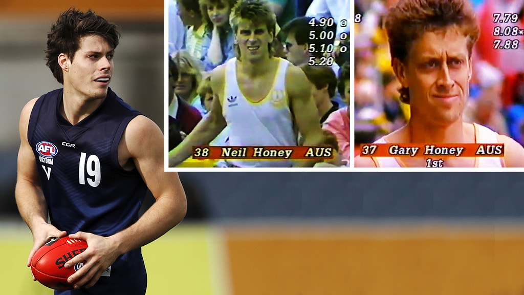 Josh-Honey-Hero.jpg Josh Honey with insets of Neil (father) and Gary (uncle) - AFL,Tag-Draft,Update,Profile,Game,Draft,Josh Honey